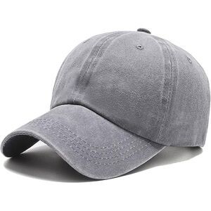 Unisex Grey Washed Ponytail Slot Adjustable Buckle Classic Baseball Plain Cap